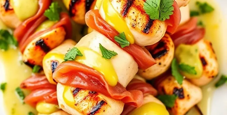 Brochettes de poulet au prosciutto