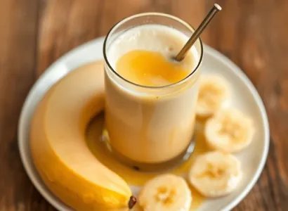 Smoothie poire, banane, avoine et miel