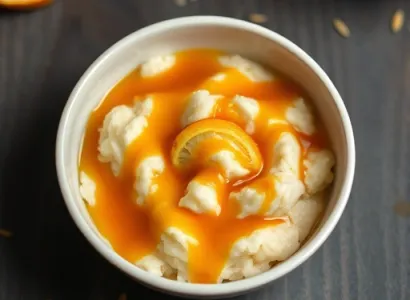 Mangue caramelisée au riz au lait