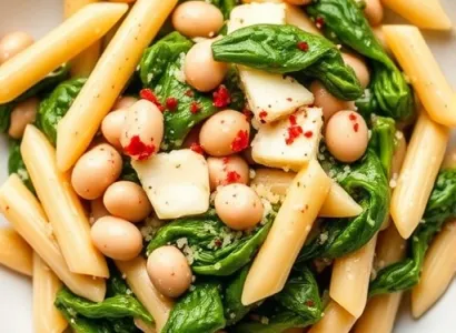 Penne aux épinards blancs et parmesan
