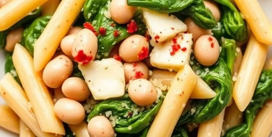 Penne aux épinards blancs et parmesan
