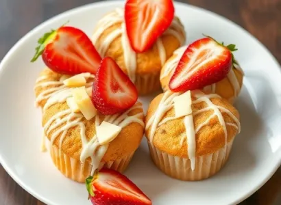 Muffins au chocolat blanc et aux fraises