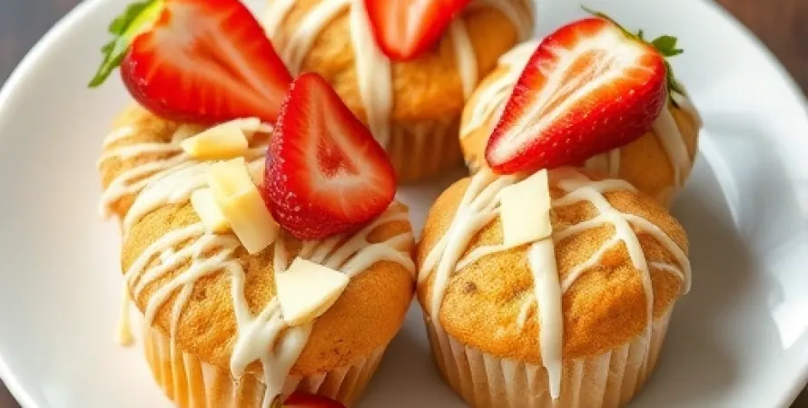 Muffins au chocolat blanc et aux fraises