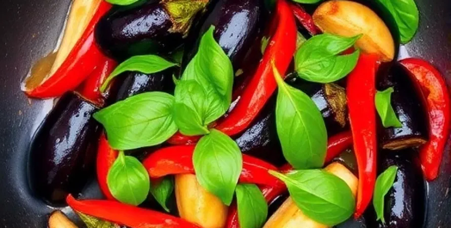 Aubergine au basilic thaï