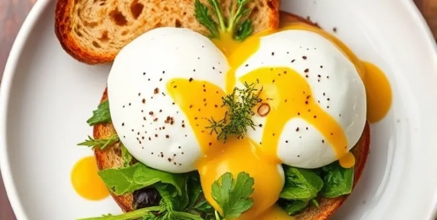 Oeufs pochés au moulin à poivre et moutarde grain