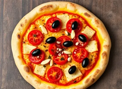 Polenta pizza aux tomates et olives
