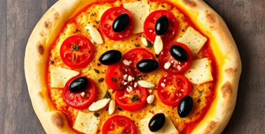 Polenta pizza aux tomates et olives