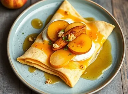 Crêpes à la ricotta avec pommes caramélisées
