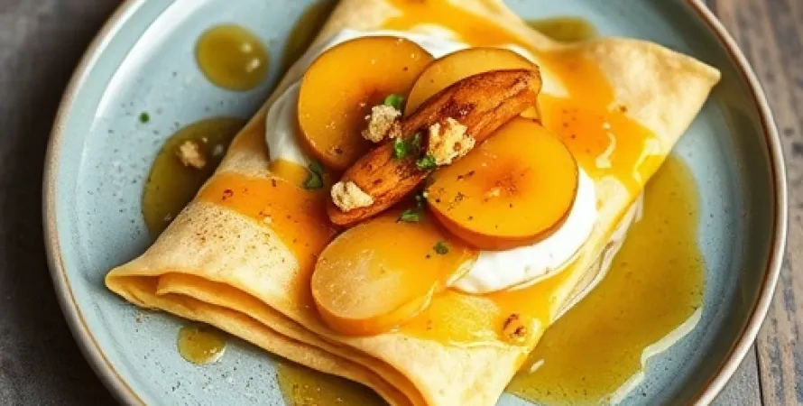 Crêpes à la ricotta avec pommes caramélisées