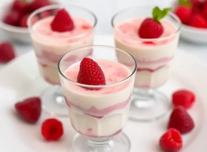 Mousse de pêche aux framboises