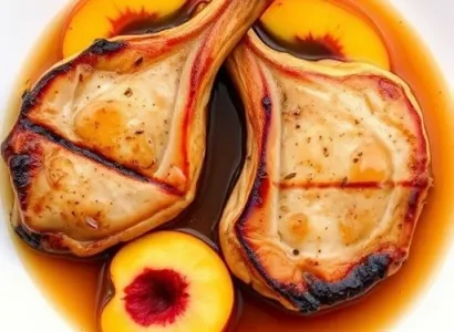 Côtes de porc aux peches
