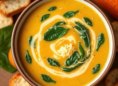 Velouté de potimarron et d'épinard