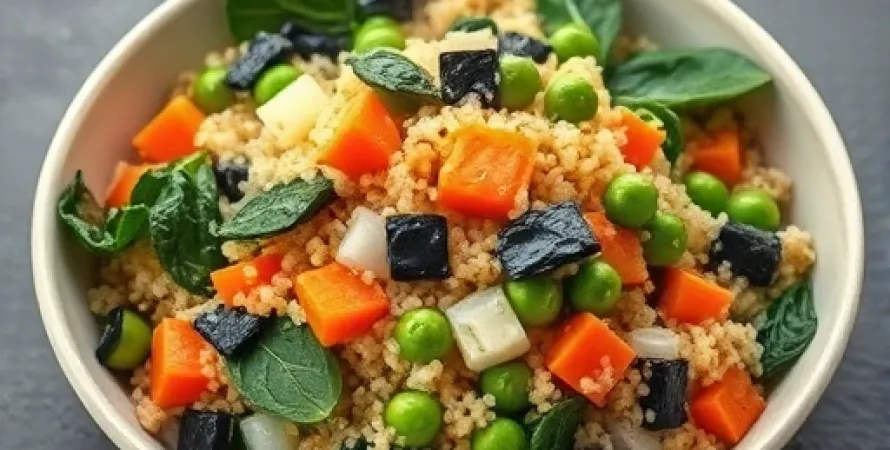 Quinoa aux épinards et légumes