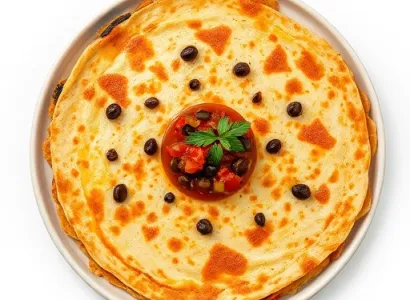 Tortilla au fromage et aux haricots noirs
