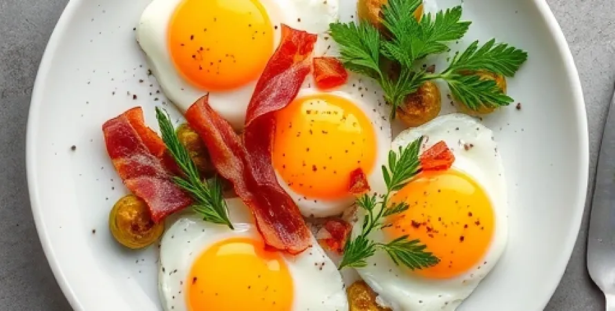 Oeufs au bacon et aux ciboulettes