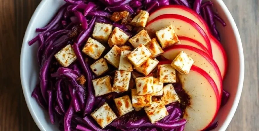 Chou rouge aux pommes et tempeh