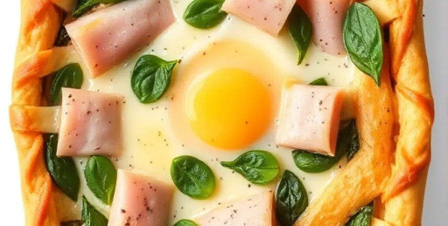 Tarte au jambon, fromage et épinards