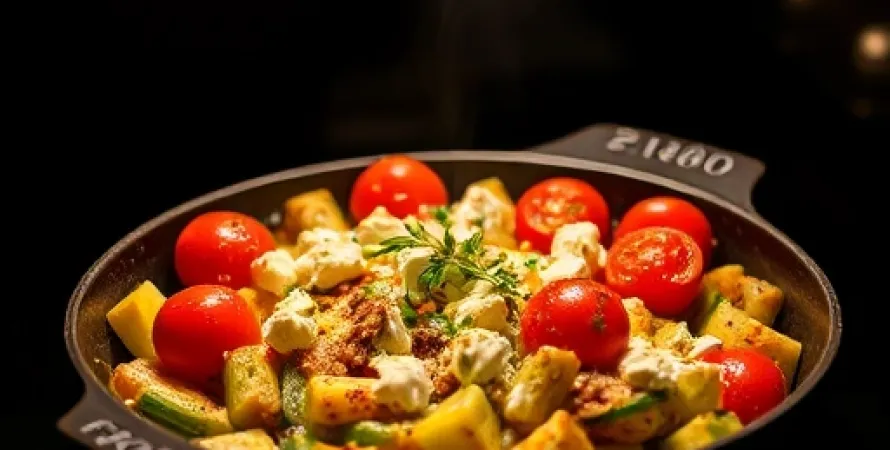 Gratin de courgettes aux tomates et feta