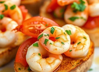 Bruschetta aux crevettes et tomates