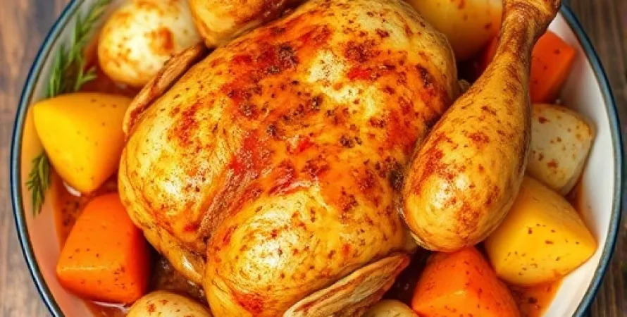 Poulet aux pommes de terre et carottes