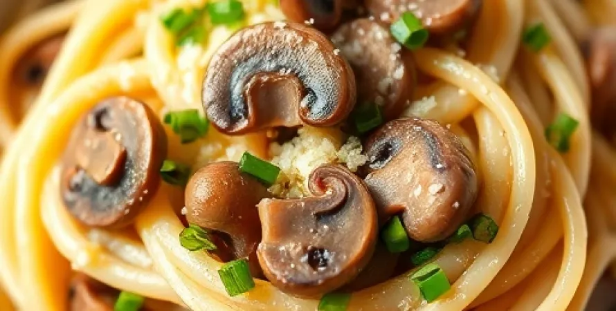 Pâtes aux poireaux et champignons