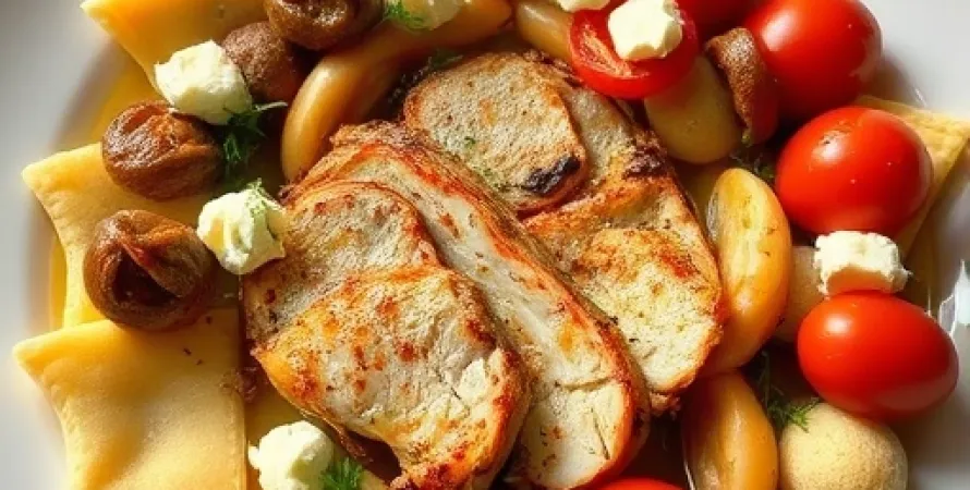 Pâtes au poulet et à l'ail