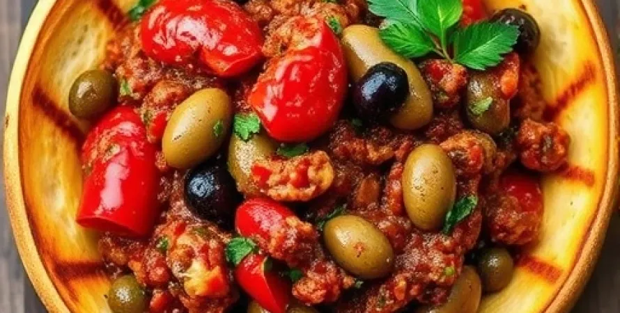 Tapenade de poivron rouge et pain grillé