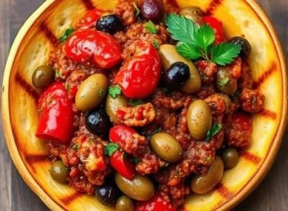 Tapenade de poivron rouge et pain grillé