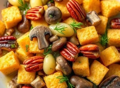 Farce au pain de maïs et champignons sauvages