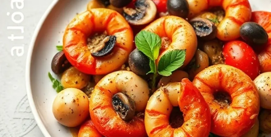 Assiette de légumes et crevettes