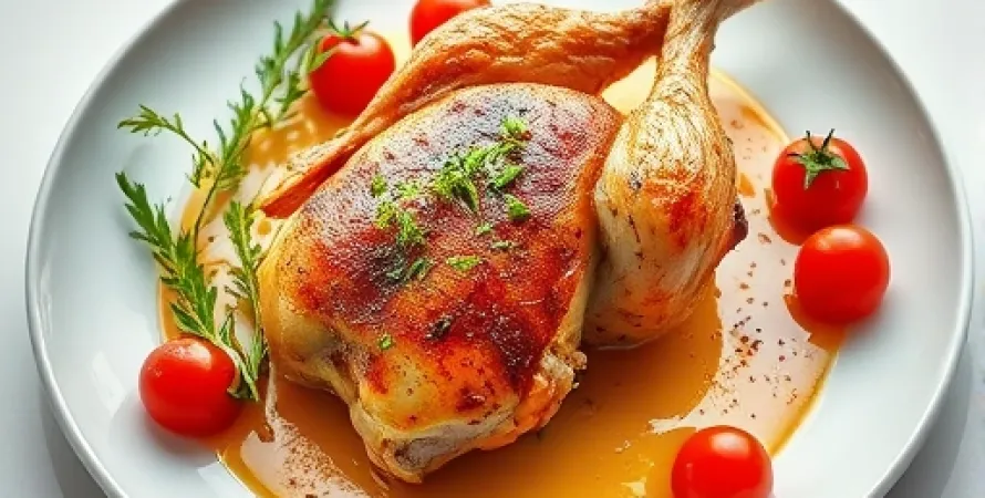Poulet panne aux herbes avec sauce au safran