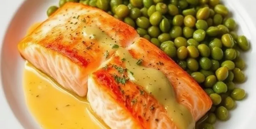 Saumon aux lentilles et beurre herbe moutarde