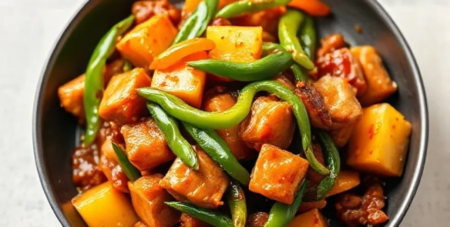 Porcelet au piment vert et ananas