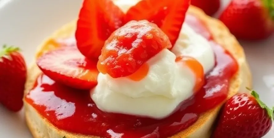 Crumpets aux fraises et fromage ricotta