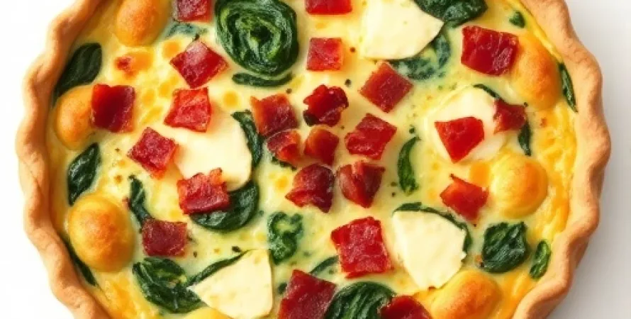 Quiche aux épinards, brie et bacon