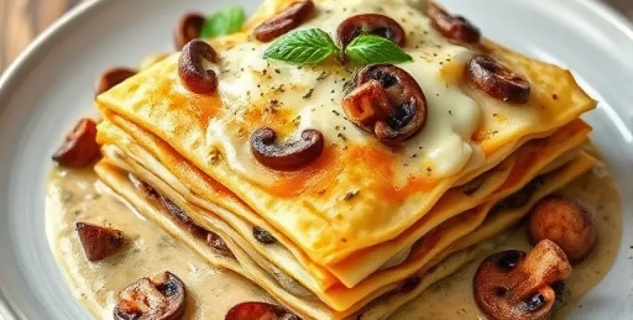 Lasagnes de poulet aux champignons