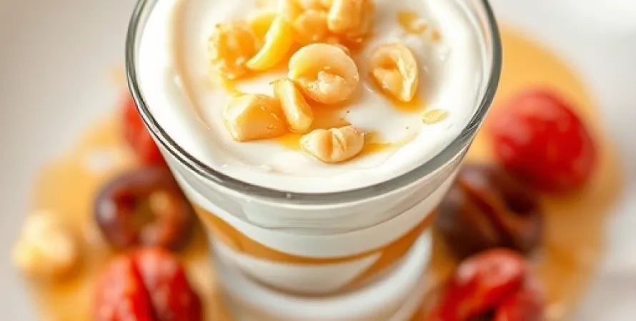 Parfaits au yogourt aux noix de Grenoble et dattes