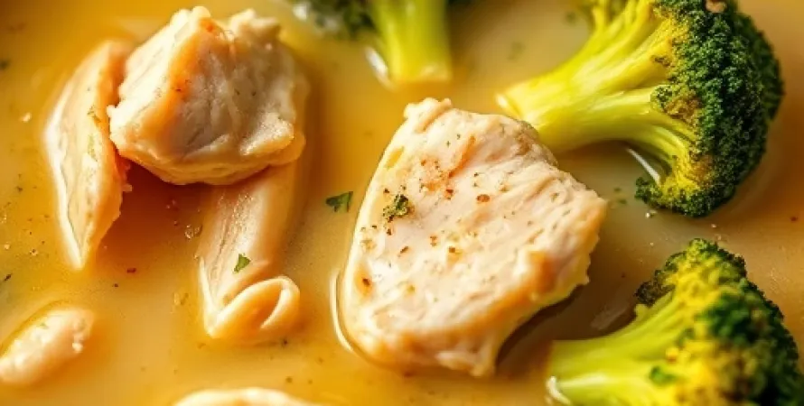 Potage de poulet et brocolis