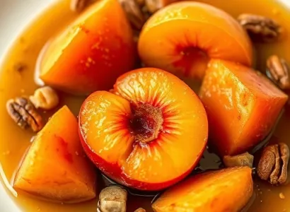 Pêches au brandy avec patates douces