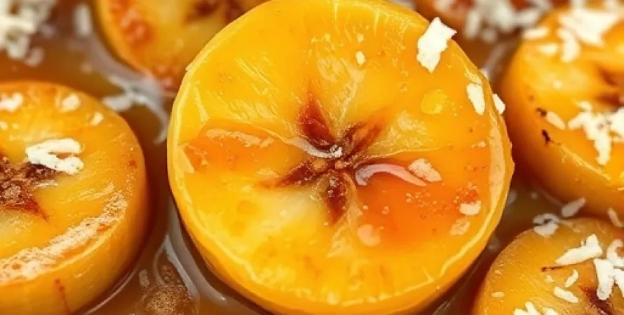 Banane caramélisée au jus d'orange
