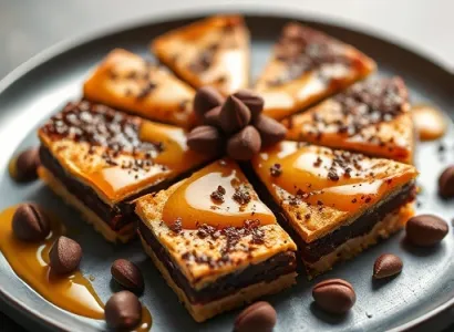Barres croustillantes au caramel et au chocolat