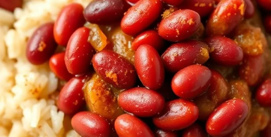 Haricots rouges au riz et protéines végétales