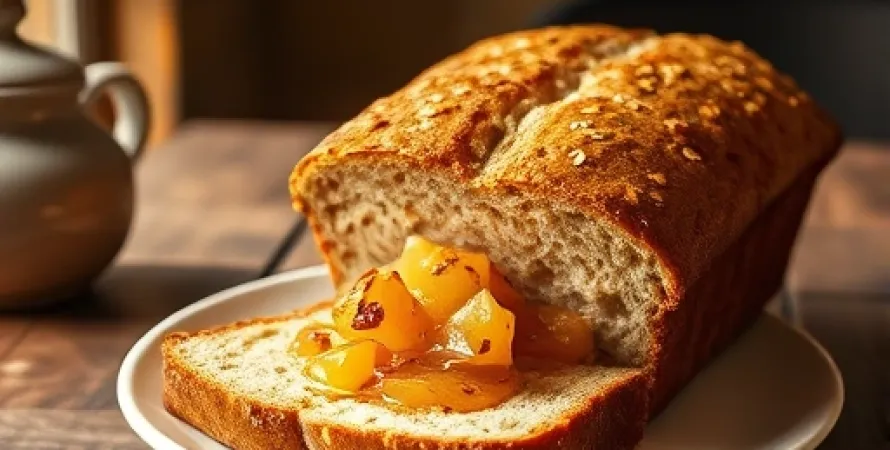 Pain au miel et compote de pommes