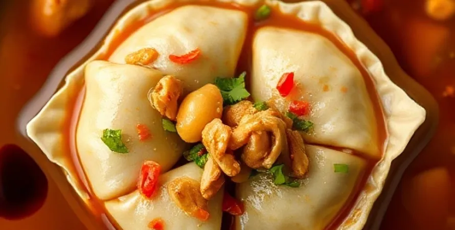 Raviolis au porc à la sauce d'arachides