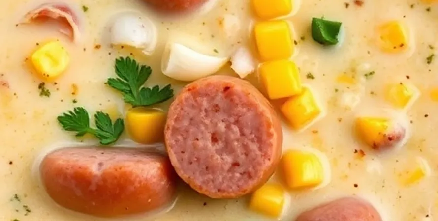 Potage de corn chowder au porc