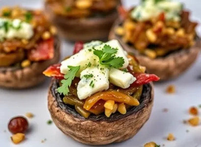 Champignons farcis au bacon et fromage bleu