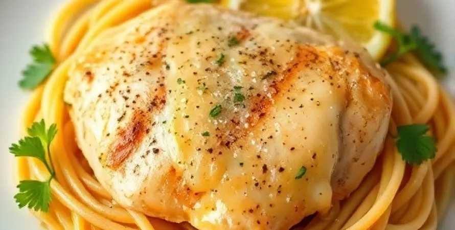 Poulet au citron sur pâtes
