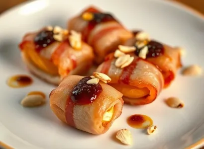 Rouleaux d'abricot au bacon