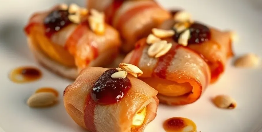 Rouleaux d'abricot au bacon