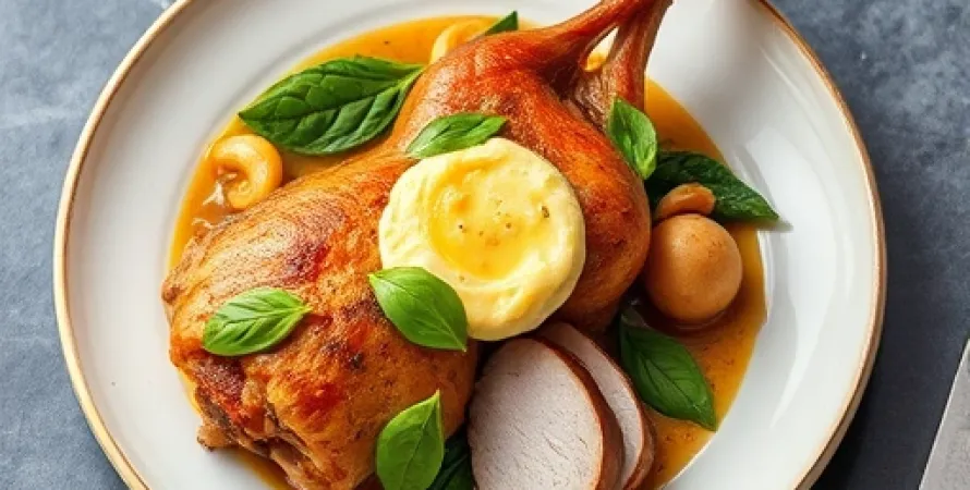 Poulet farci au fromage et basilic
